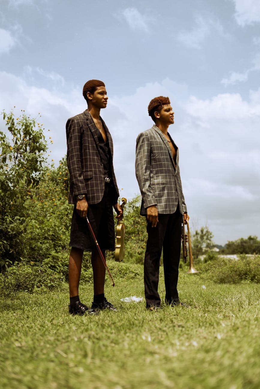 Two creatives standing outdoors