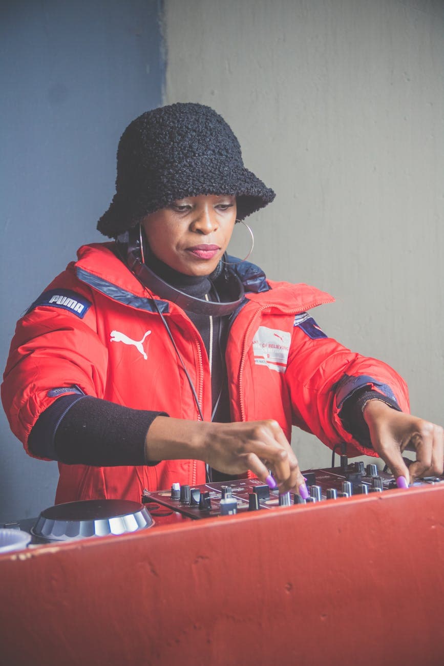 DJ working at a mixer